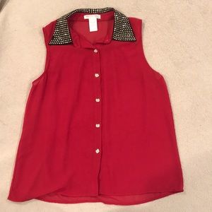 Red Collared Blouse